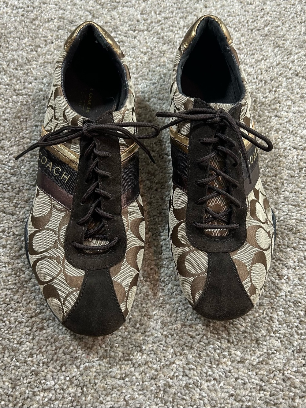 Coach Brown Signature Canvas Lace-Up Sneakers